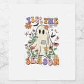 Tis The Season Retro Halloween Party Funny Trendy Wijn Etiket (Enkel label)