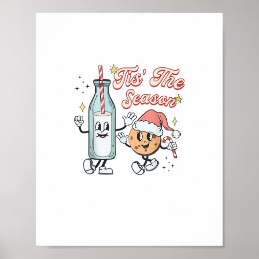Tis The Season Retro Milk And Cookie Christmas Poster (Voorkant)