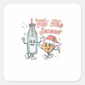 Tis The Season Retro Milk And Cookie Christmas Vierkante Sticker (Voorkant)