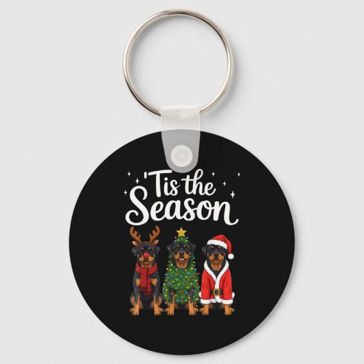 Tis The Season Rottweiler Christmas Santa Rottie D Sleutelhanger (Voorkant)