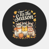 Tis The Season Siamese Cat Fall Autumn Pumpkin  Ronde Sticker (Voorkant)