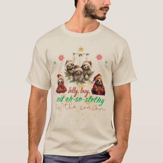 'Tis the Season Sloth" Jolly Lazy T-shirt (Voorkant)