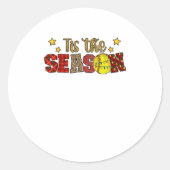 Tis The Season Softball Christmas Softball Player  Ronde Sticker (Voorkant)