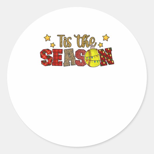 Tis The Season Softball Christmas Softball Player  Ronde Sticker (Voorkant)