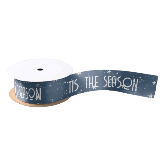 'TIS THE SEASON Text With Stars Satijnen Lint (Spoel)