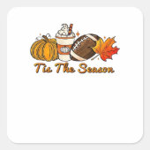 Tis The Season Thanksgiving Leaf Spice Football Fa Vierkante Sticker (Voorkant)