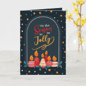 Tis the Season to Be Jolly Christmas Candle Card Kaart (Gele Bloem)