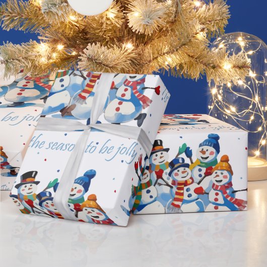 Tis the Season to be Jolly Dancing Jolly Snowmen Cadeaupapier (Feestdagen)