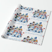 Tis the Season to be Jolly Dancing Jolly Snowmen Cadeaupapier (Uitgerold)