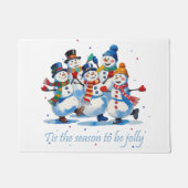Tis the Season to be Jolly Dancing Jolly Snowmen Deurmat (Voorkant)