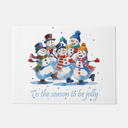 Tis the Season to be Jolly Dancing Jolly Snowmen Deurmat (Voorkant)