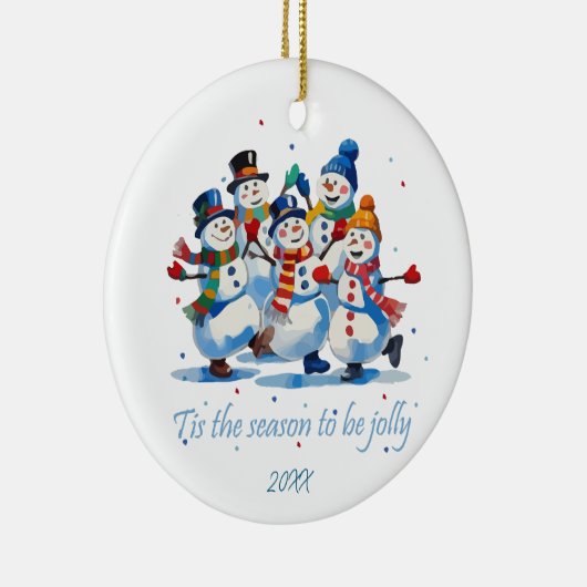 Tis the Season to be Jolly Dancing Jolly Snowmen Keramisch Ornament (Rechts)
