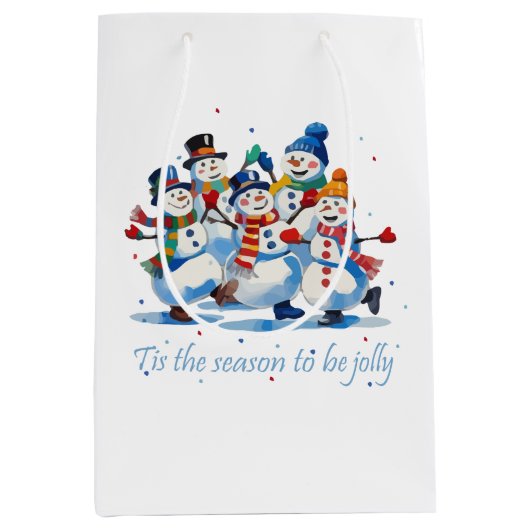 Tis the Season to be Jolly Dancing Jolly Snowmen Medium Cadeauzakje (Voorkant)