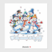 Tis the Season to be Jolly Dancing Jolly Snowmen Sticker (Vel)