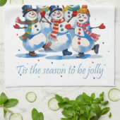 Tis the Season to be Jolly Dancing Jolly Snowmen Theedoek (Gevouwen)