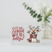 'Tis the Season To Be Jolly Laughing Reindeer Briefkaart (Staand voorkant)
