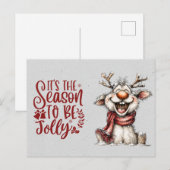 'Tis the Season To Be Jolly Laughing Reindeer Briefkaart (Voorkant / Achterkant)