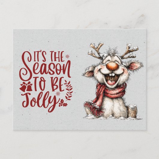'Tis the Season To Be Jolly Laughing Reindeer Briefkaart (Voorkant)