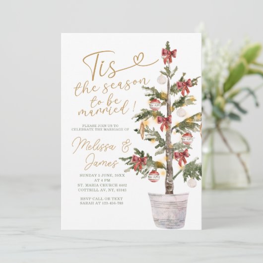 Tis the Season to Be Married Christmas Wedding Kaart (Staand voorkant)