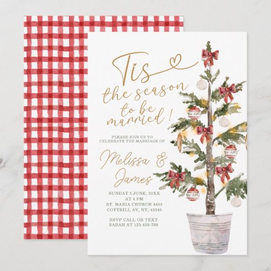 Tis the Season to Be Married Christmas Wedding Kaart (Voorkant / Achterkant)