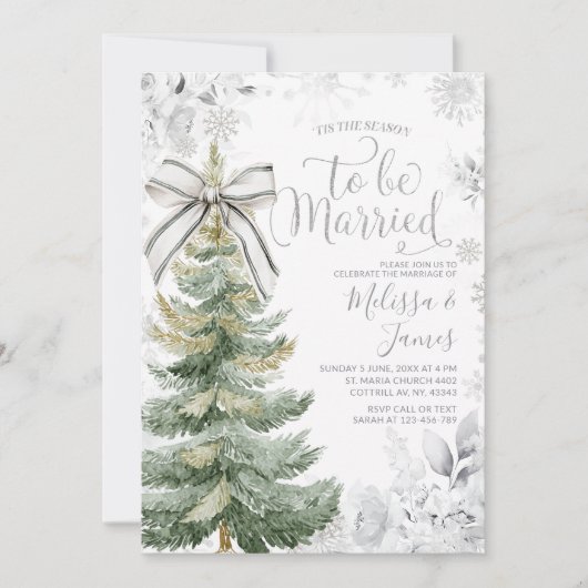 Tis the Season to be Married Silver Winter Wedding Kaart (Voorkant)