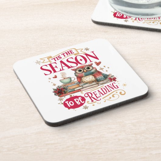 'Tis The Season to Be Reading  Bier Onderzetter (Linkerzijde)