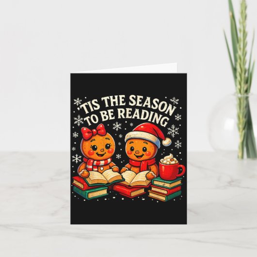’tis The Season To Be Reading Book Lover Design  Kaart (Voorkant)