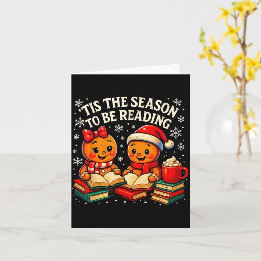 ’tis The Season To Be Reading Book Lover Design Kaart (Gele Bloem)