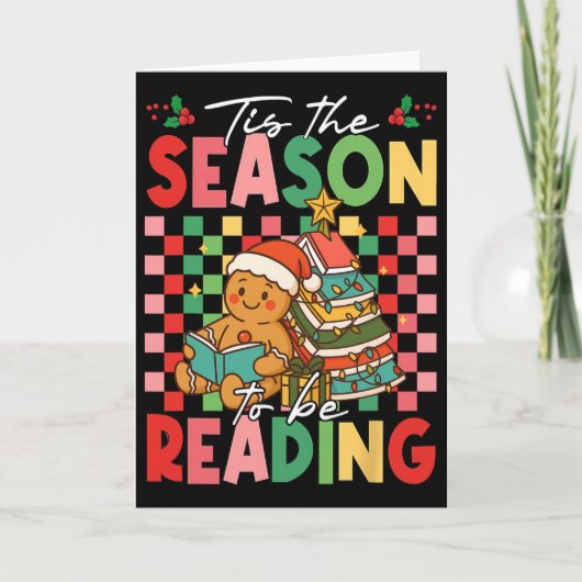 Tis The Season To Be Reading Teacher Christmas Gin Kaart (Voorkant)