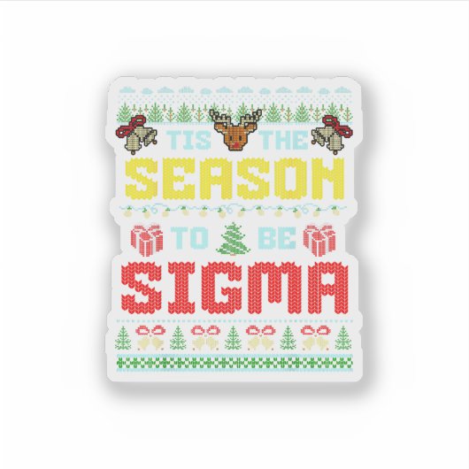Tis The Season To Be Sigma Christmas Brainrot Iron Sticker (Voorkant)