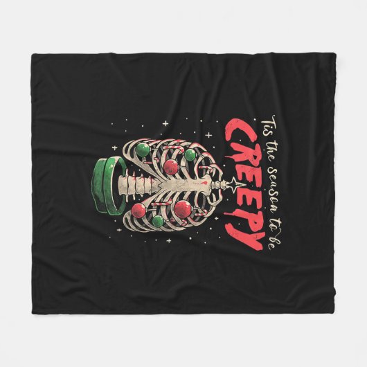 Tis The Season To Creepy Skeleton Tree Fleece Deken (Voorkant (Horizontaal))