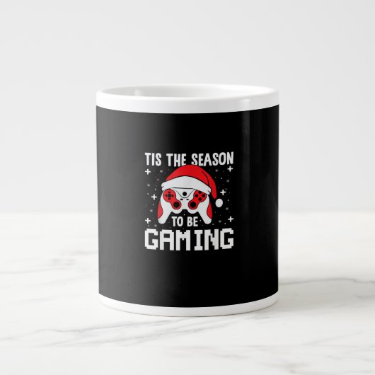Tis The Season To Gaming Christmas Gamer Heartbeat Grote Koffiekop (Voorkant)