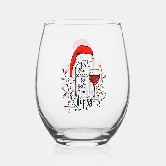 'Tis The Season to Get Tipsy  Wijnglas Zonder Voet (Achterkant)