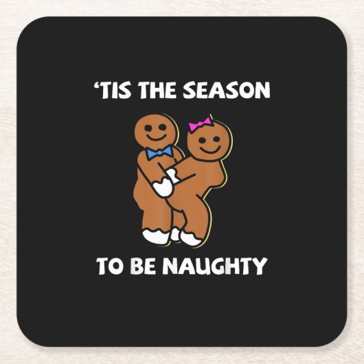 Tis The Season To Naughty Gingerbread Couple Chris Kartonnen Onderzetters (Voorkant)