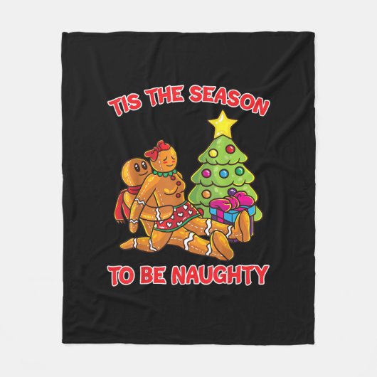 Tis The Season To Naughty Gingerbread Man Couple Fleece Deken (Voorkant)