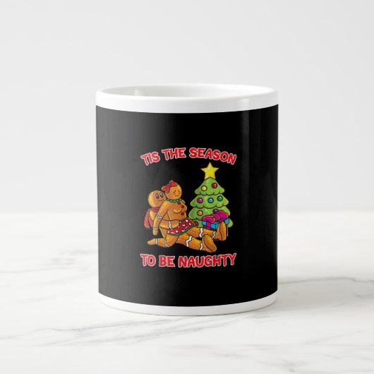 Tis The Season To Naughty Gingerbread Man Couple Grote Koffiekop (Voorkant)