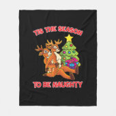 Tis The Season To Naughty Rudolph Reindeer Couple Fleece Deken (Voorkant)