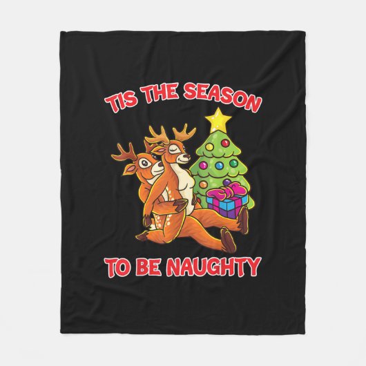 Tis The Season To Naughty Rudolph Reindeer Couple Fleece Deken (Voorkant)