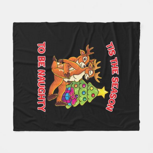 Tis The Season To Naughty Rudolph Reindeer Couple Fleece Deken (Voorkant (Horizontaal))