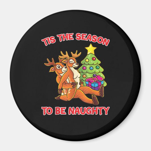 Tis The Season To Naughty Rudolph Reindeer Couple Magneet (Voorkant)
