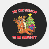 Tis The Season To Naughty Rudolph Reindeer Couple Ronde Sticker (Voorkant)