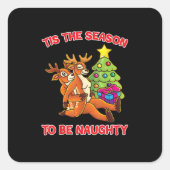 Tis The Season To Naughty Rudolph Reindeer Couple Vierkante Sticker (Voorkant)