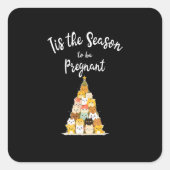 Tis The Season To Pregnant Cute Christmas Tree Men Vierkante Sticker (Voorkant)