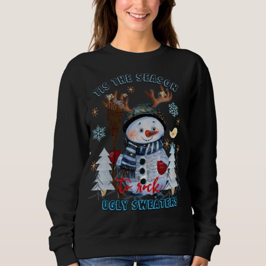 Tis the Season to Rock Ugly Sweaters funny Snowman (Voorkant)