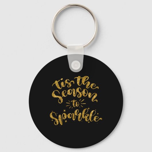 Tis The Season To Sparkle Gold Faux Glitter T Shir Sleutelhanger (Voorkant)