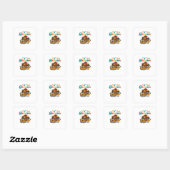 Tis The Season Turkey Coffee Retro Thanksgiving Fa Vierkante Sticker (Vel)