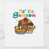 Tis The Season Turkey Coffee Retro Thanksgiving Fa Wijn Etiket (Enkel label)