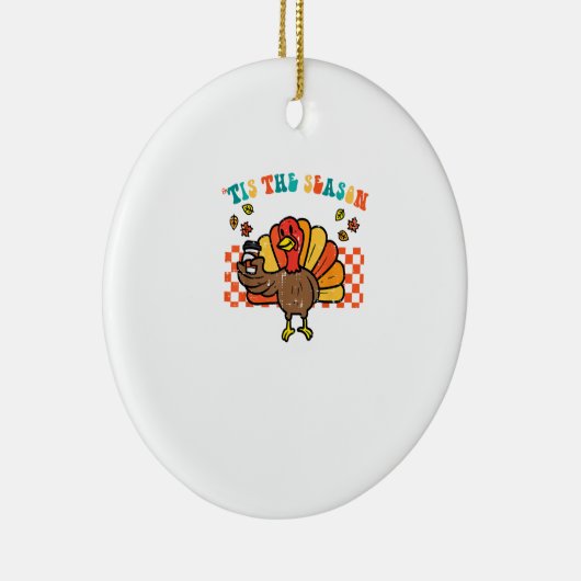 Tis The Season Turkey Coffee Thanksgiving Fall Men Keramisch Ornament (Rechts)