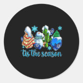 Tis The Season Winter And Snowman Christmas Family Ronde Sticker (Voorkant)