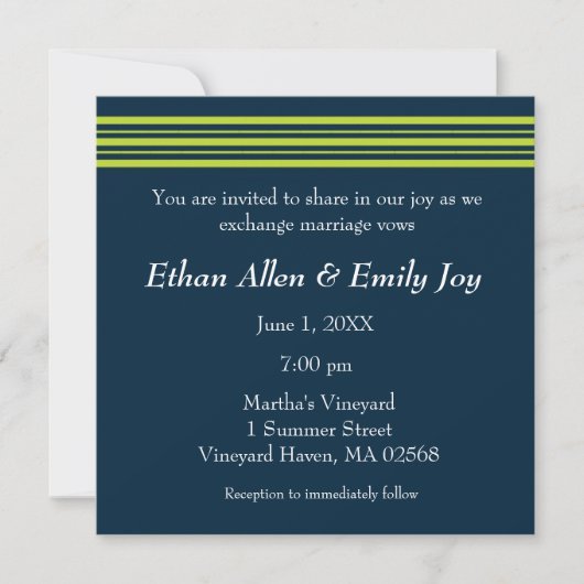 Tisbury - marine en Green - Wedding Invitation Kaart (Voorkant)
